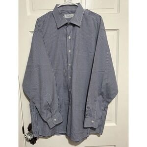 17.5-35 Mens Brooks Brothers Shirt Blue Checkered Button Down